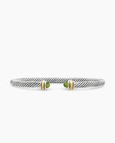 Classic Cable Bracelet in Sterling Silver with 18K Yellow Gold and Peridot, 4mm